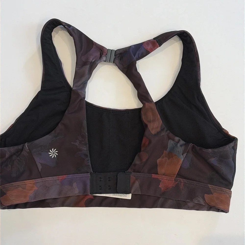 Athleta Women's Ultimate Printed Sports Bra Frozen Floral Warm Size Medium